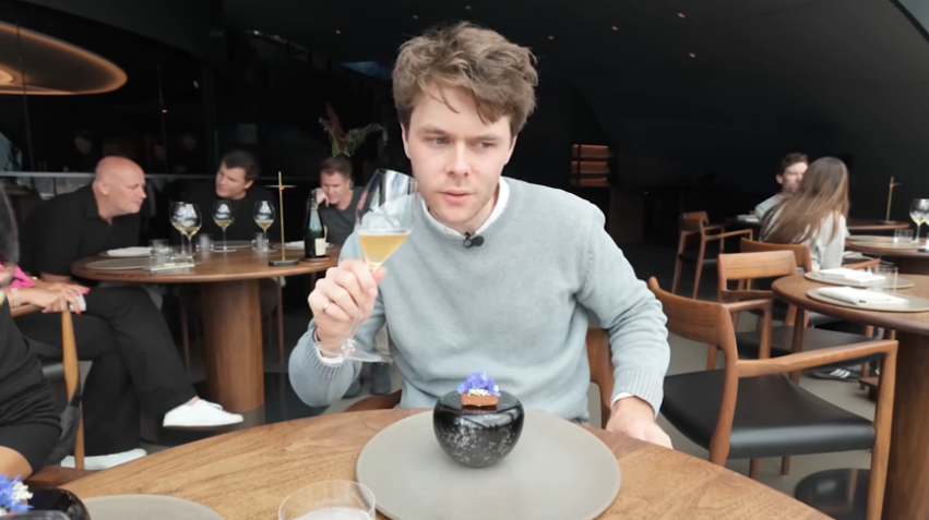 while enjoying their meal, webb and his cameraman were treated to panoramic views