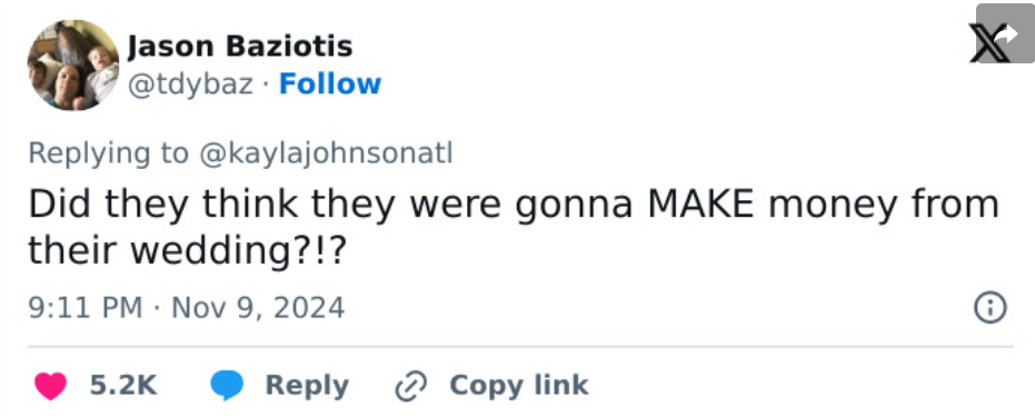 tweets about the 60k wedding