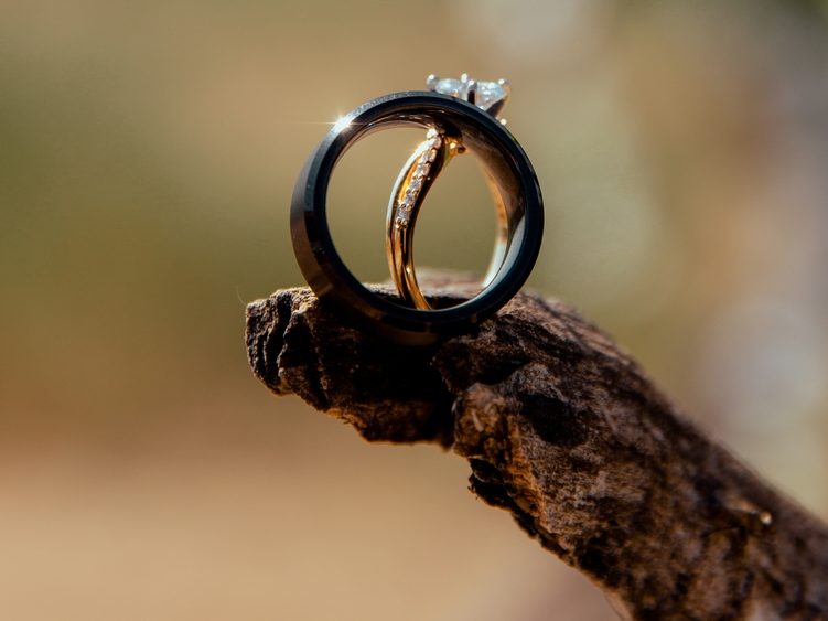 Man and woman's wedding rings