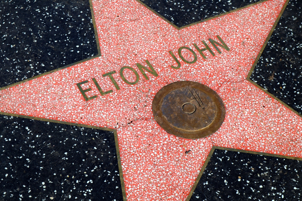 Hollywood (Los Angeles), California – July 22, 2024: Star of ELTON JOHN on Hollywood Walk of Fame, Hollywood Boulevard