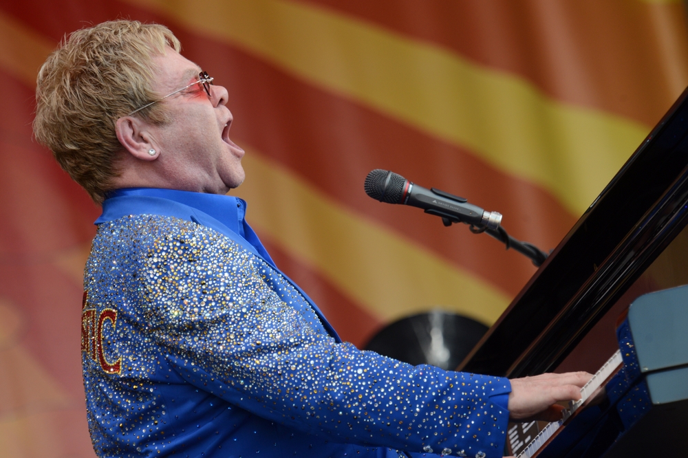 New Orleans, LA - May 2, 2015: Sir Elton John performs at the 2015 New Orleans Jazz and Heritage Festival.