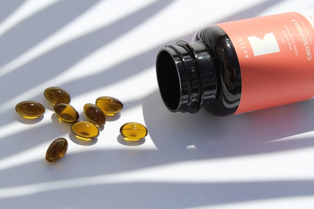 medicine bottle containing CBD pills