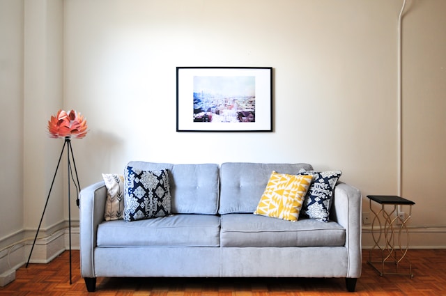 paintings on a living room wall