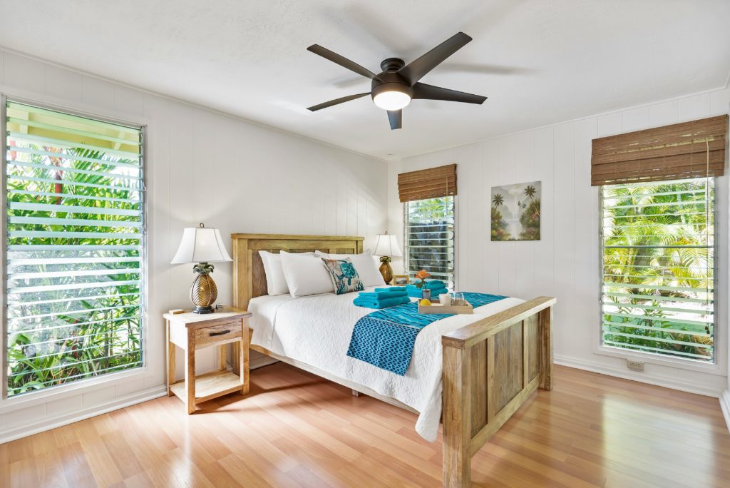 room with a ceiling fan