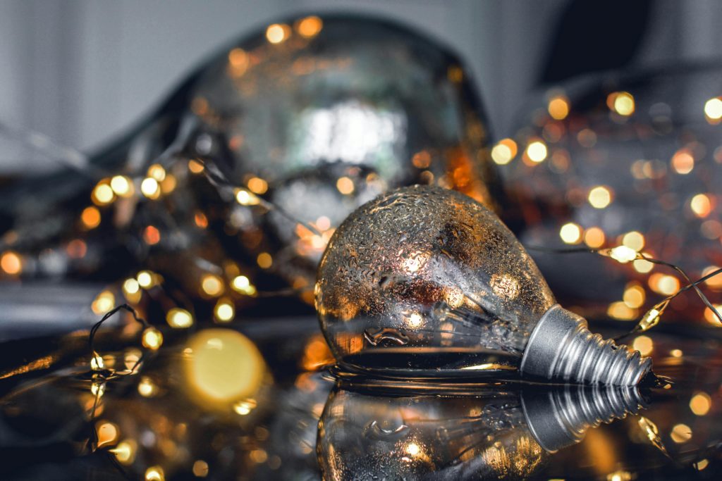 light bulbs and twinkling fairy lights