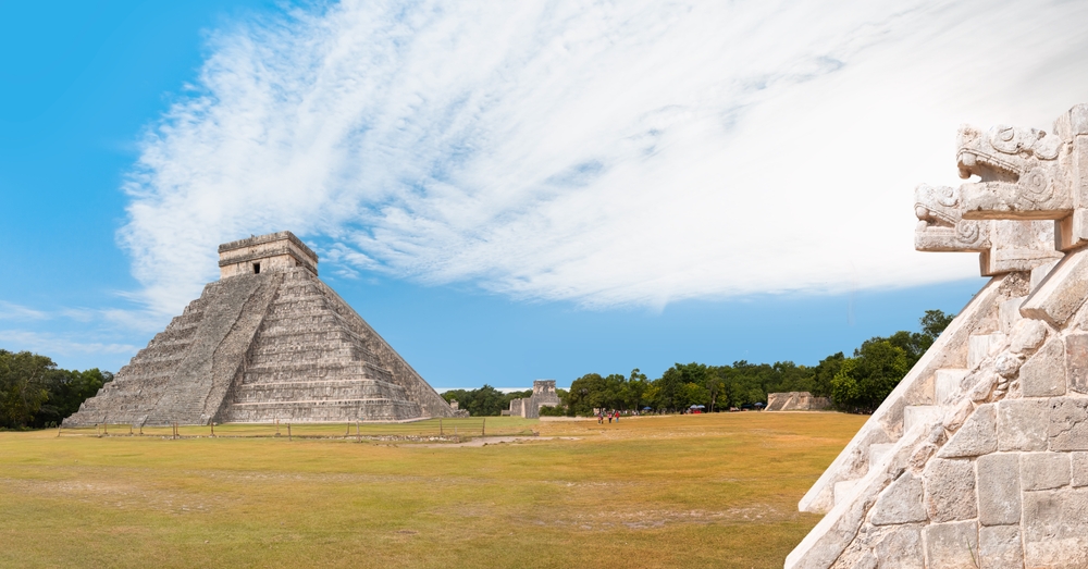 Pyramid of Kukulcan in the Mexican city of Chichen Itza - Mayan pyramids in Yucatan, Mexico