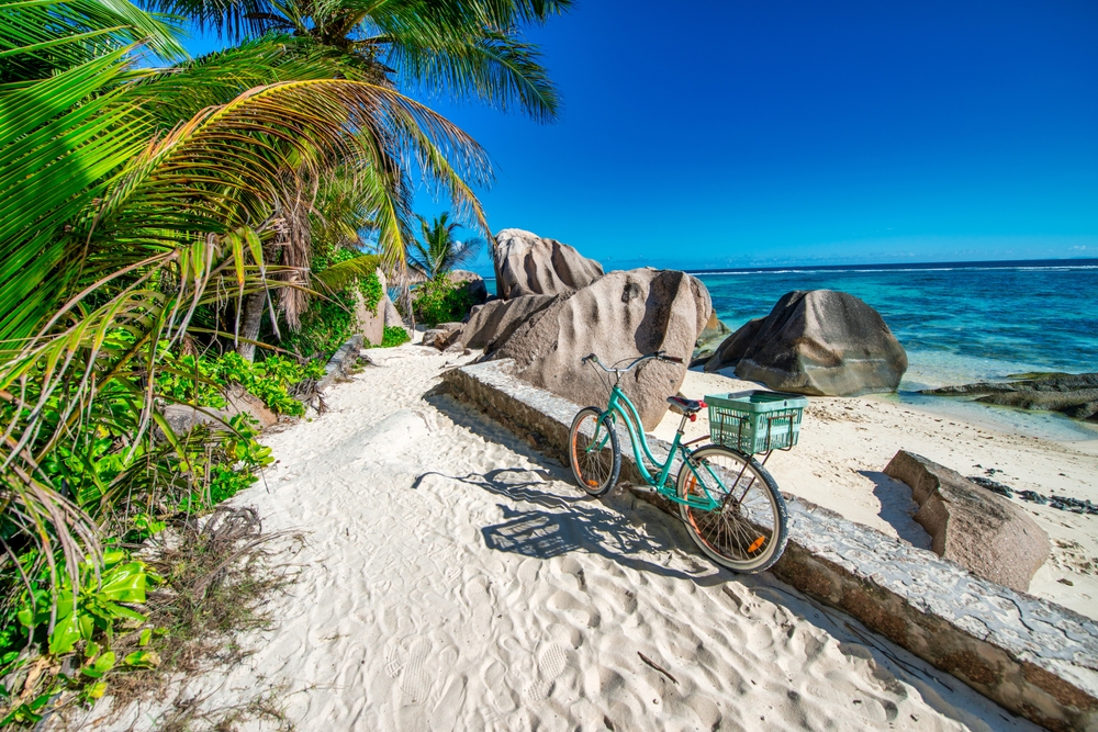 Amazing landscape of La Digue Island in the Seychelles Archipelago.