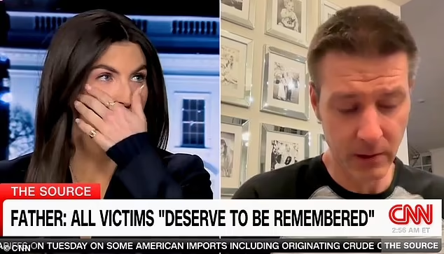 CNN news anchor Kaitlan Collins teared up as a father and husband of two DC plane crash victims spoke about who they were on Monday night