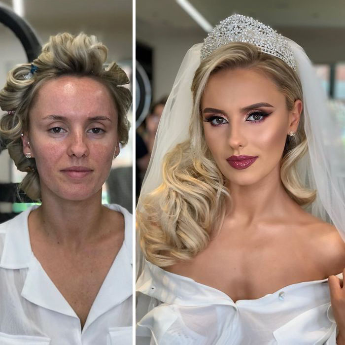 Woman in bridal makeup