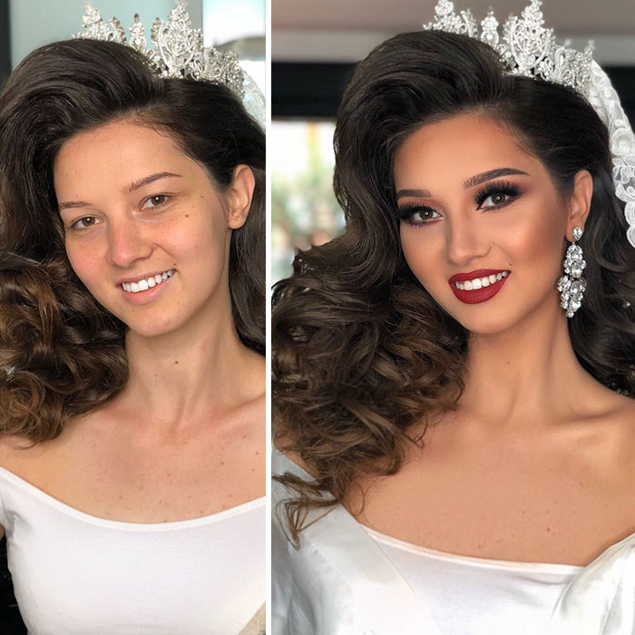 Woman in bridal makeup