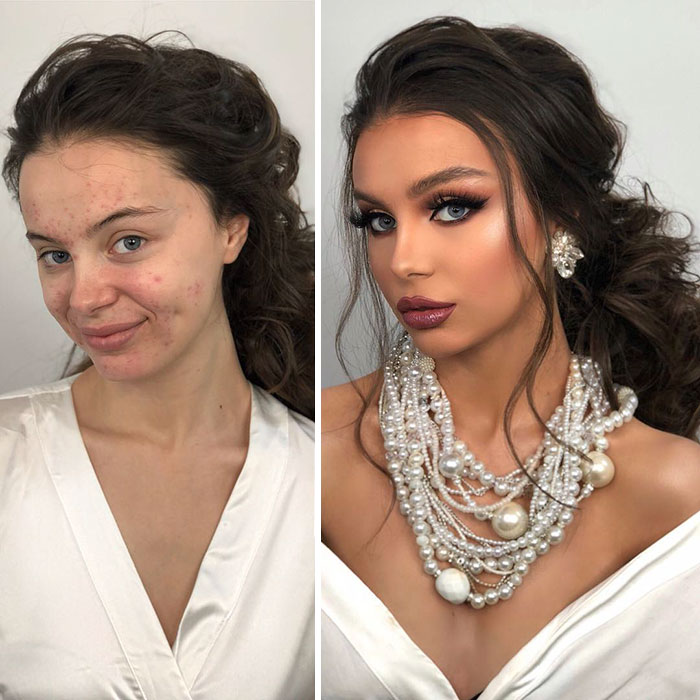 Woman in bridal makeup