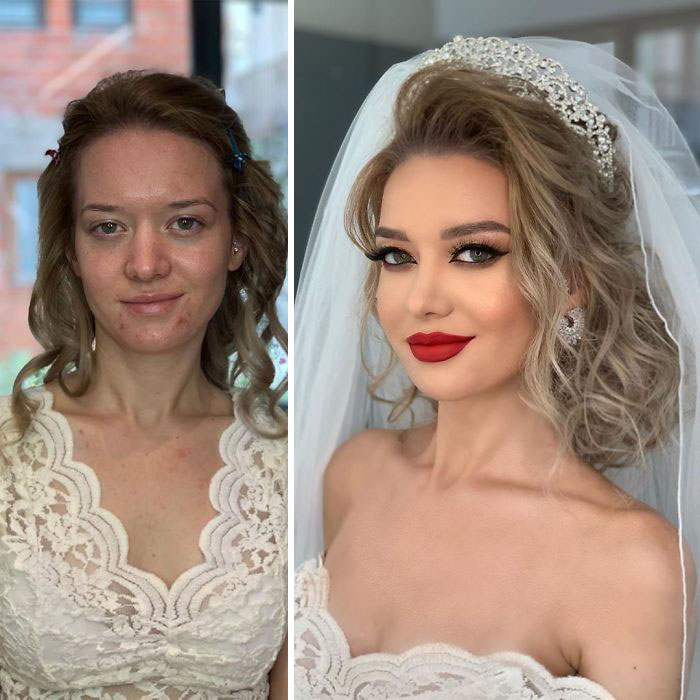 Woman in bridal makeup
