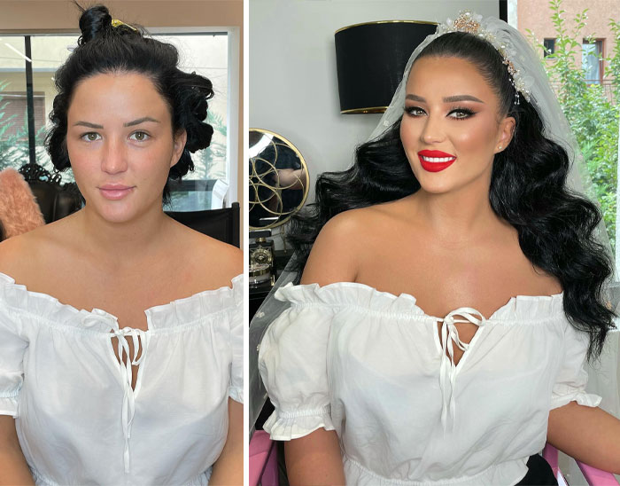 Woman in bridal makeup