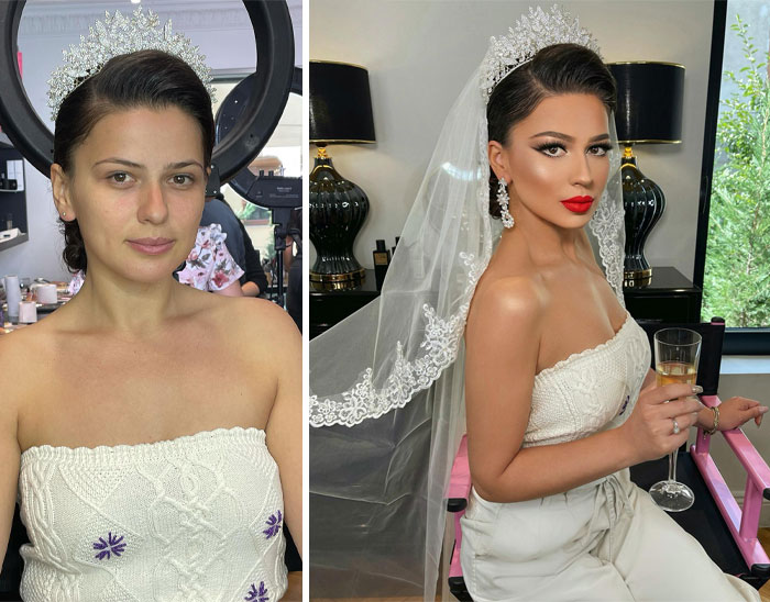 Woman in bridal makeup