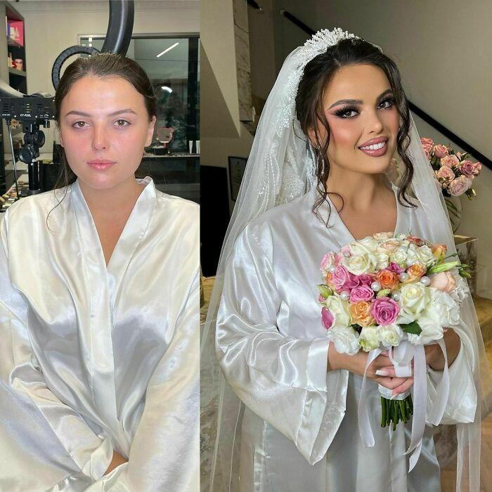 Woman in bridal makeup