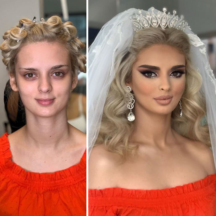 Woman in bridal makeup