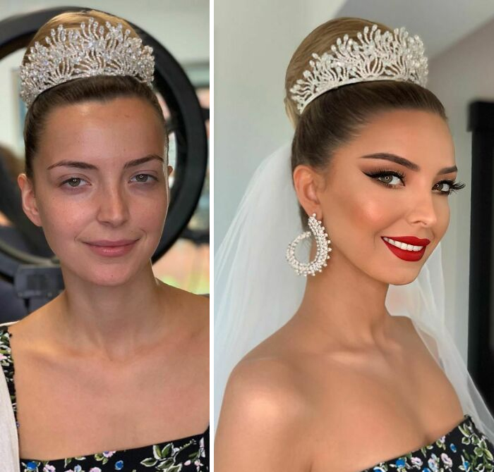 Woman in bridal makeup