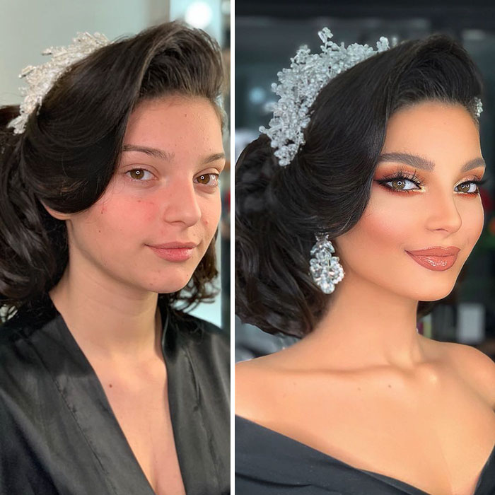 Woman in bridal makeup