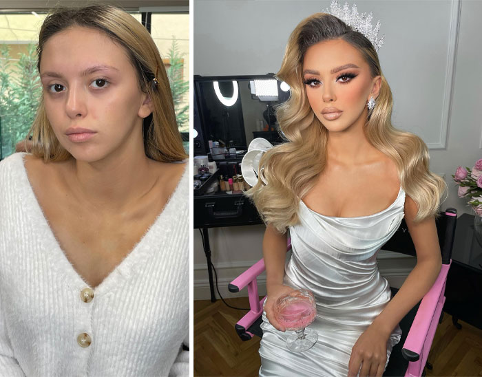 Woman in bridal makeup