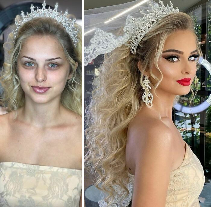 Woman in bridal makeup