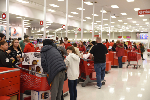 Raleigh, NC/United States- 11/23/2018: Customers purchase discounted door busters at Target on Black Friday.