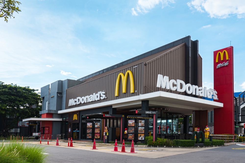 Ayutthaya,Thailand - August 14, 2022 McDonald's Restaurant in rest stop Ayutthaya,Thailand. McDonald stores drive thru open 24 hours.
