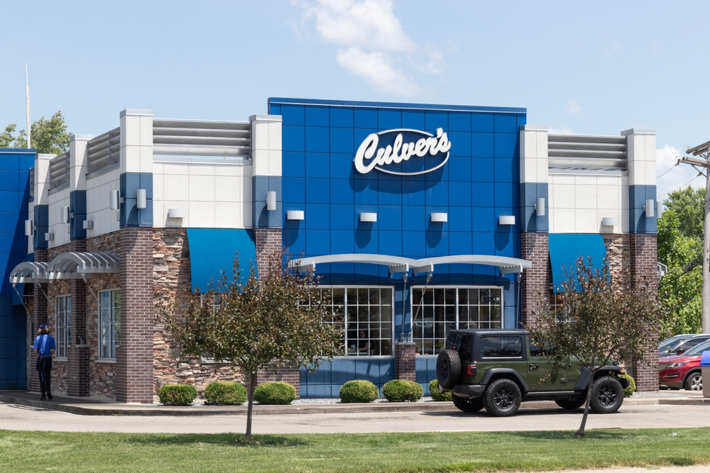 Muncie - July 10, 2023: Culver's fast casual restaurant. Culvers is famous for their Butterburgers and Frozen Custard.
