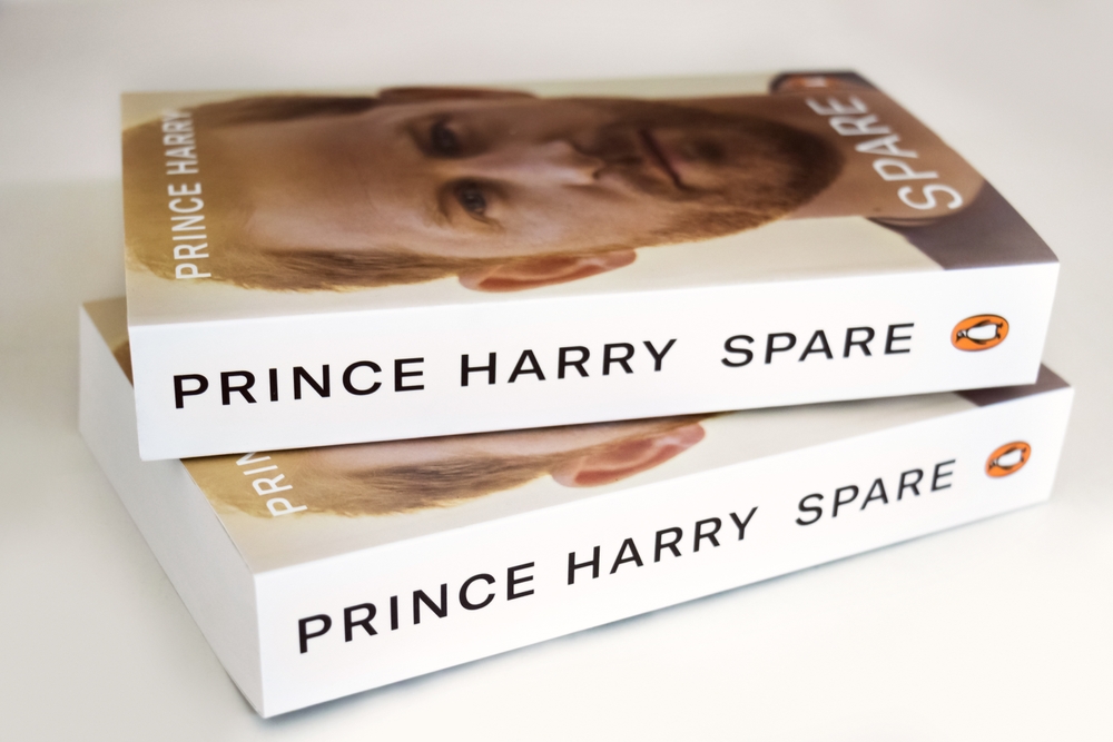 London,UK-30 October 2024: Prince Harry Spare - copies of the best selling autobiography book by the Duke of Sussex, British Royal family member, former working royal and Invictus Games founder.
