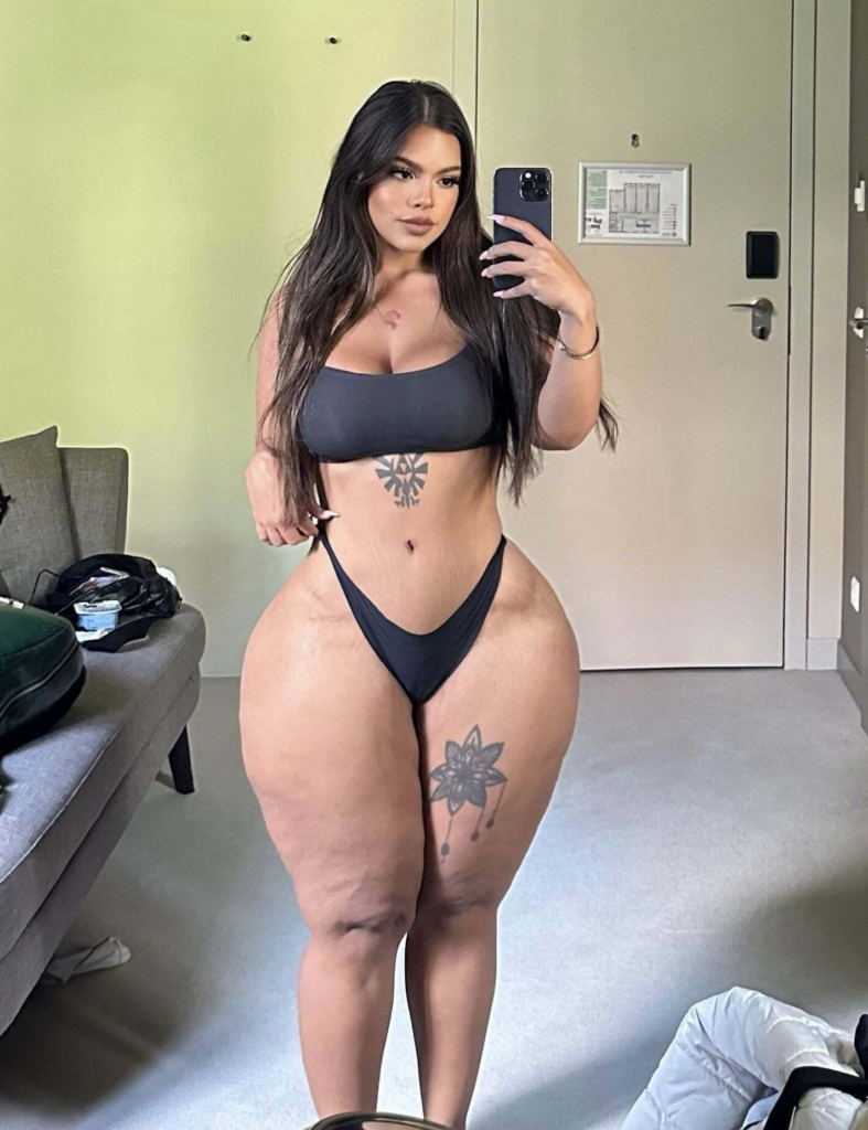 a "big girl" with an unnaturally slimmed waist
