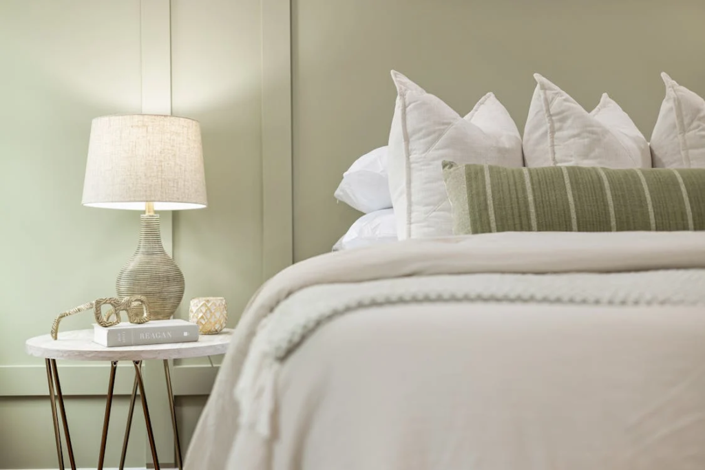 Photo of a Lamp next to the Bed
