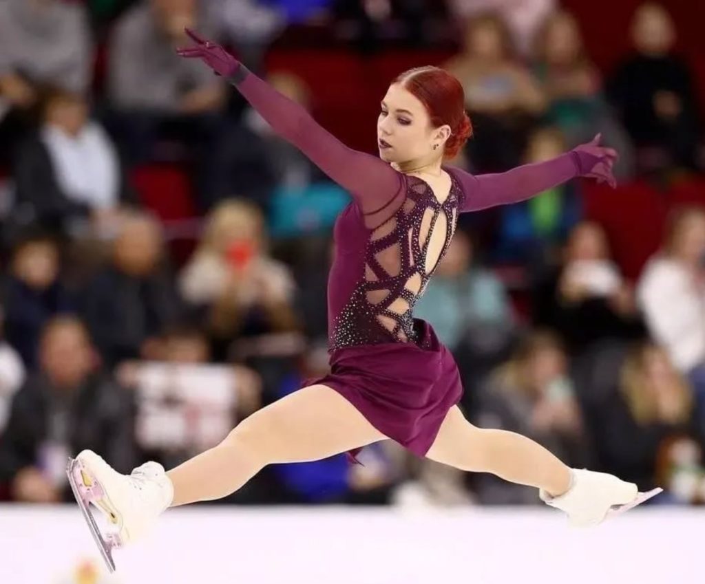 Figure skater mid jump