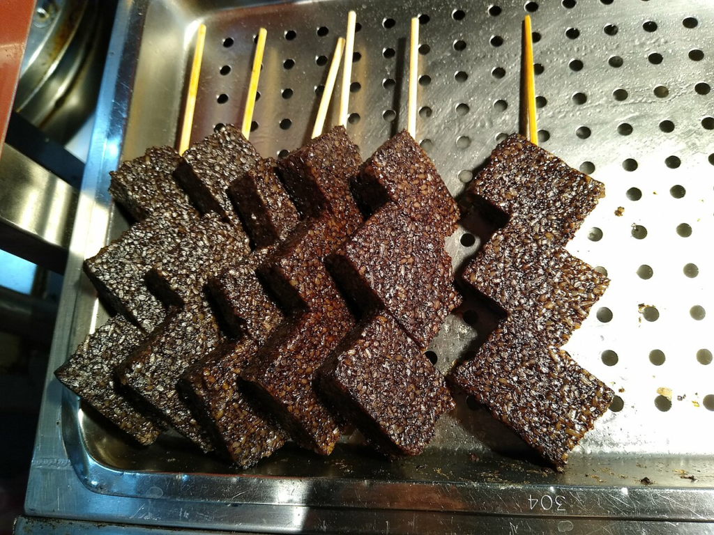 Pig's blood cake as sold in Taipei
