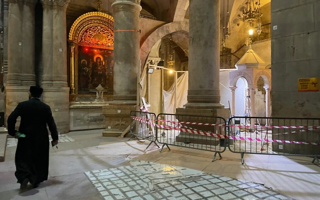 The Church of the Holy Sepulchre during renovation works in March 2025