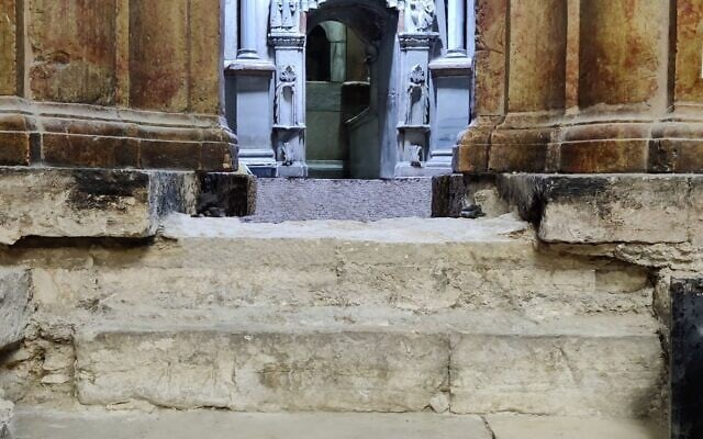 A partially excavated floor in the Church of the Holy Sepulchre in Jerusalem in June 2023