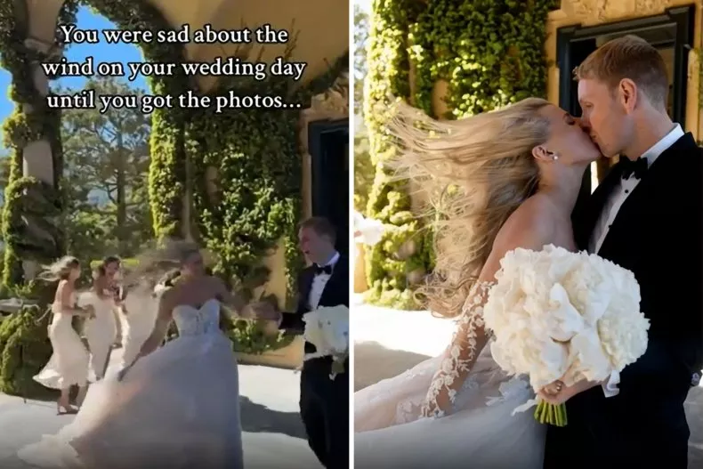 The wind plays havoc with hair and dresses in Tayla Gibb's TikTok video.