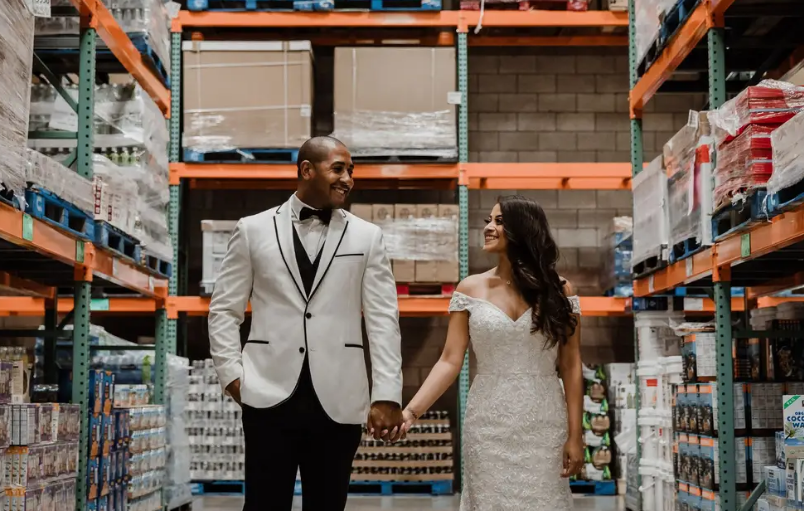 For one couple, a warehouse store was the perfect venue for their wedding shoot.