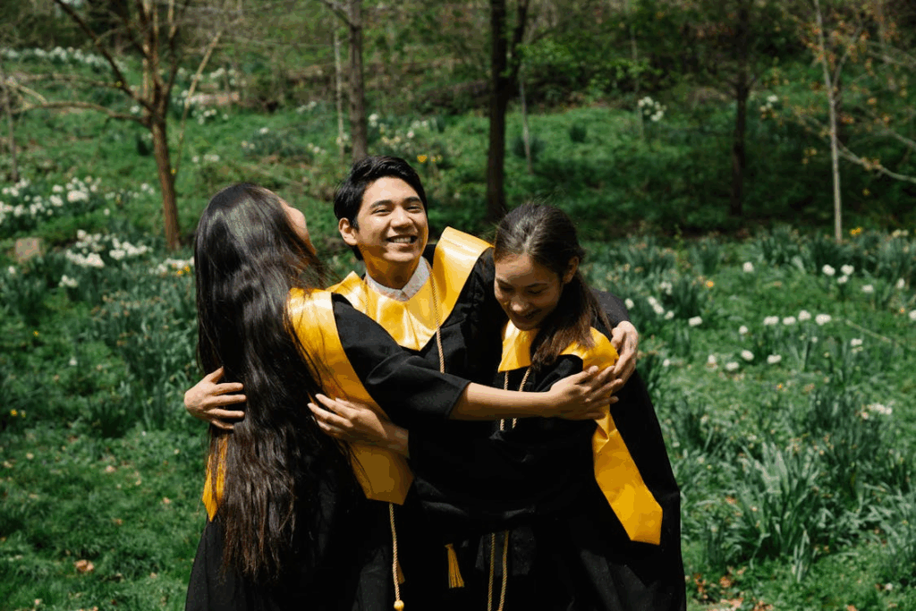 Happy Graduates in Gowns