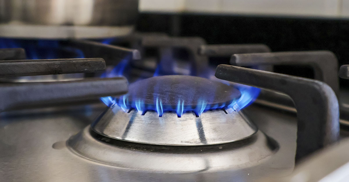 Gas stove element on