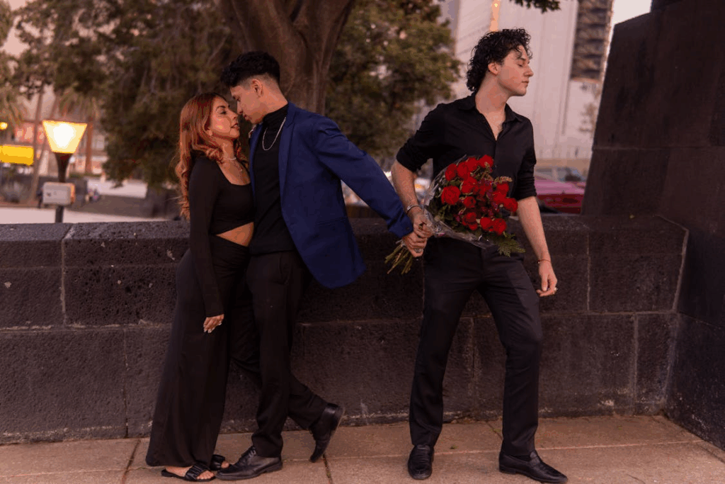 Love Triangle Drama in Urban Setting at Sunset