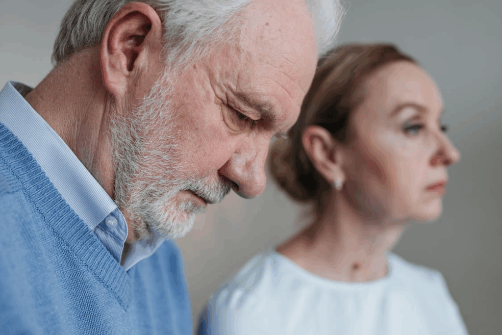 An Elderly Couple Faces of Grief