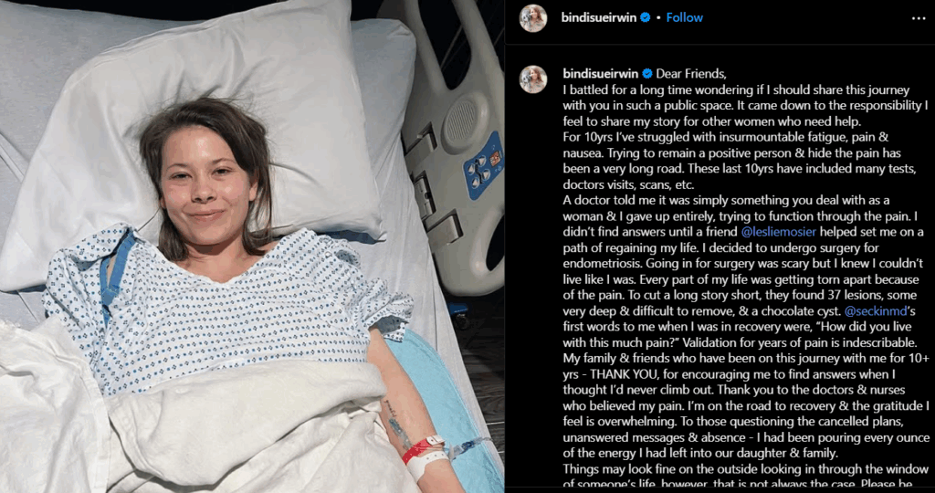 Her health scare began with a ruptured appendix