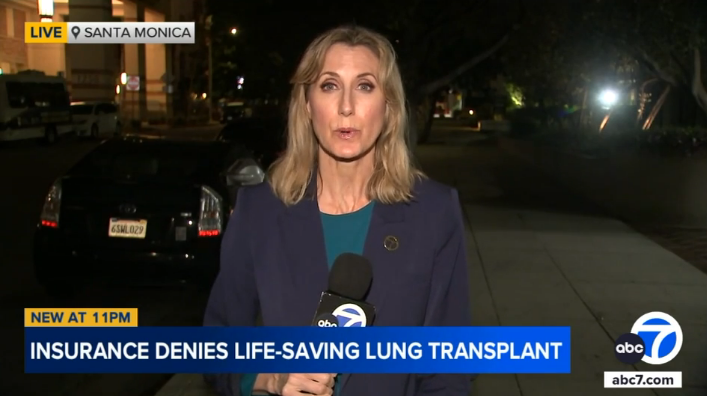 a reporter discussing Deron Wells and Cigna's refusal for a lung transplant