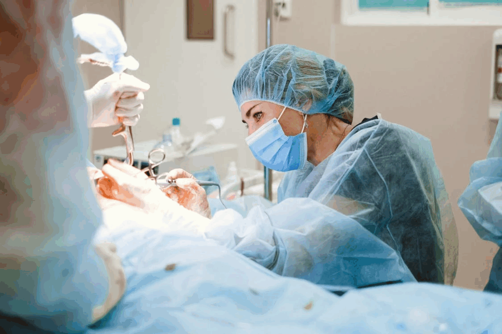 Woman Doing a Surgery on a Patient