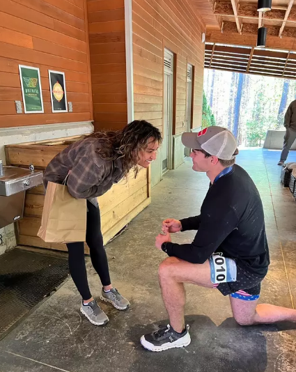 Christopher popped the question after a marathon