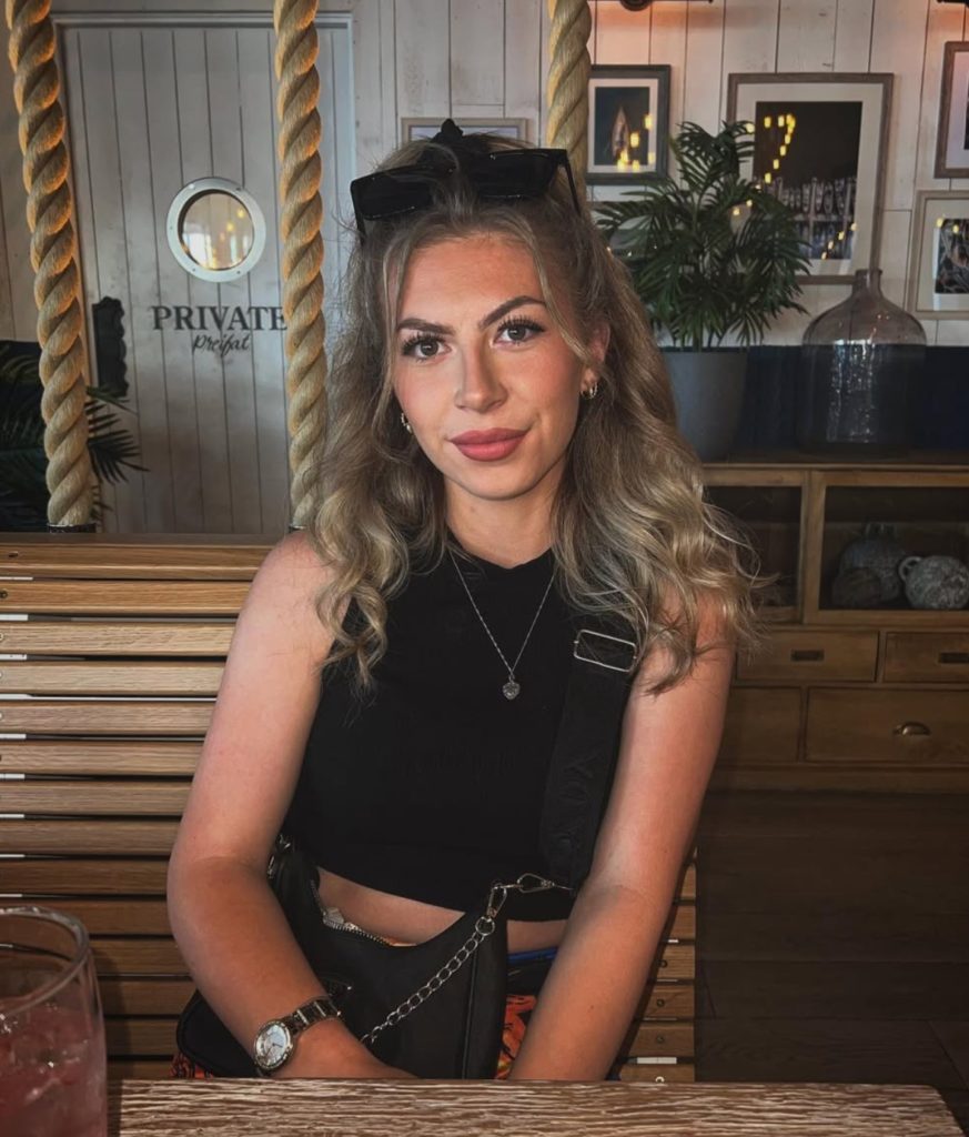 Melissa at a restaurant