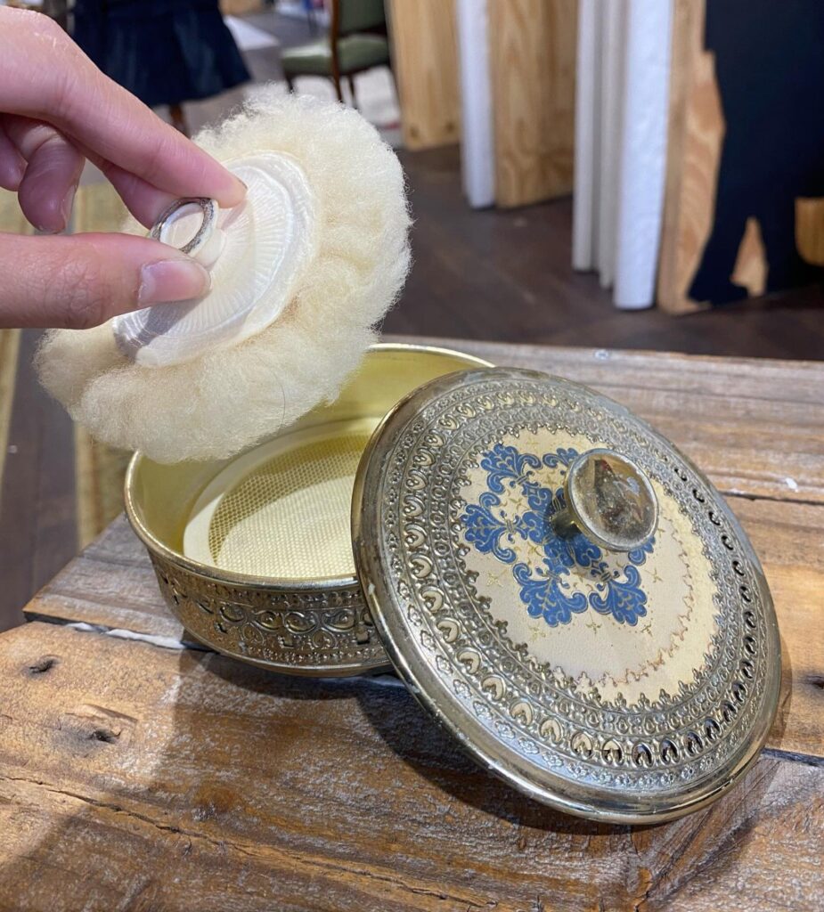 Vintage items puff powder box