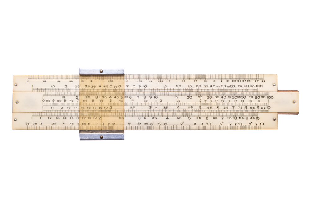 Vintage antique slide ruler, logarithmic scale