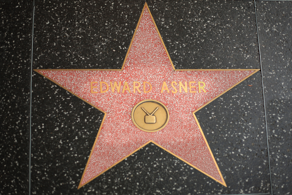 Los Angeles - August 12, 2019: Ed Asner's star on the Hollywood Walk of Fame