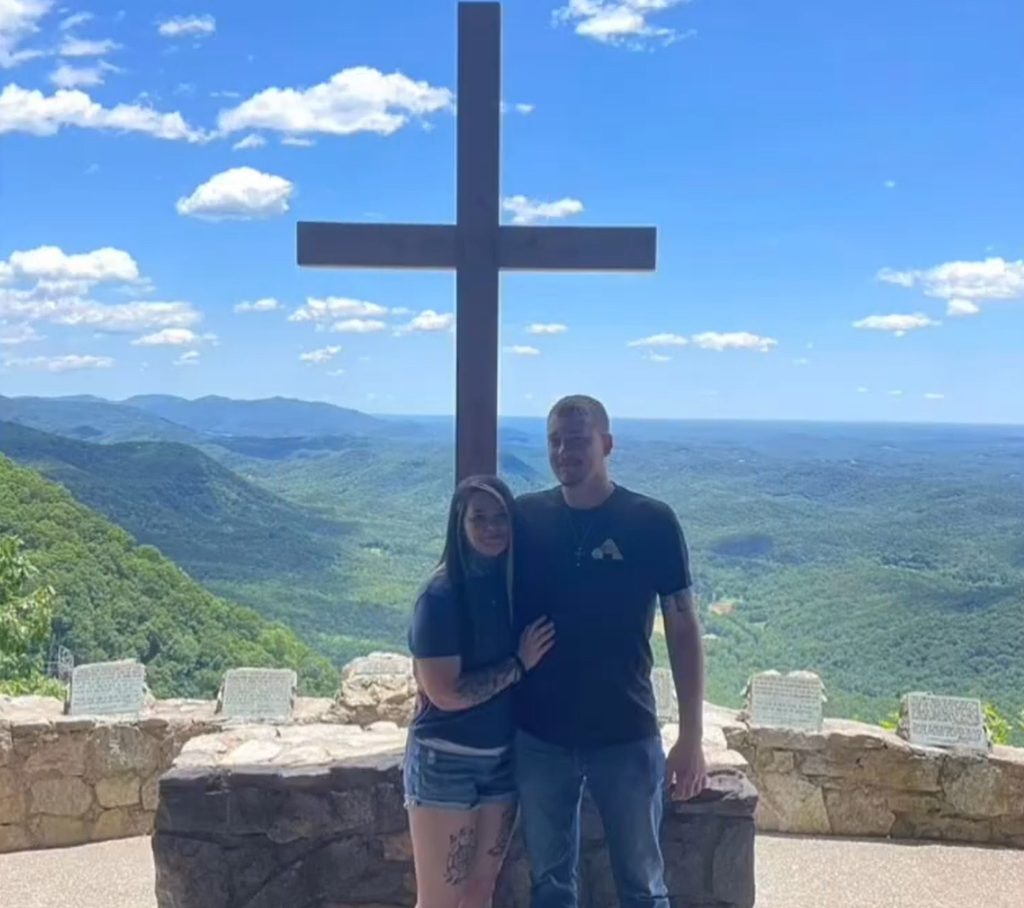 Amanda in front of cross