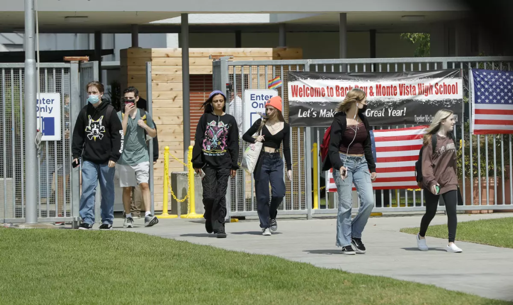 Students leave for the day at Back Bay High School